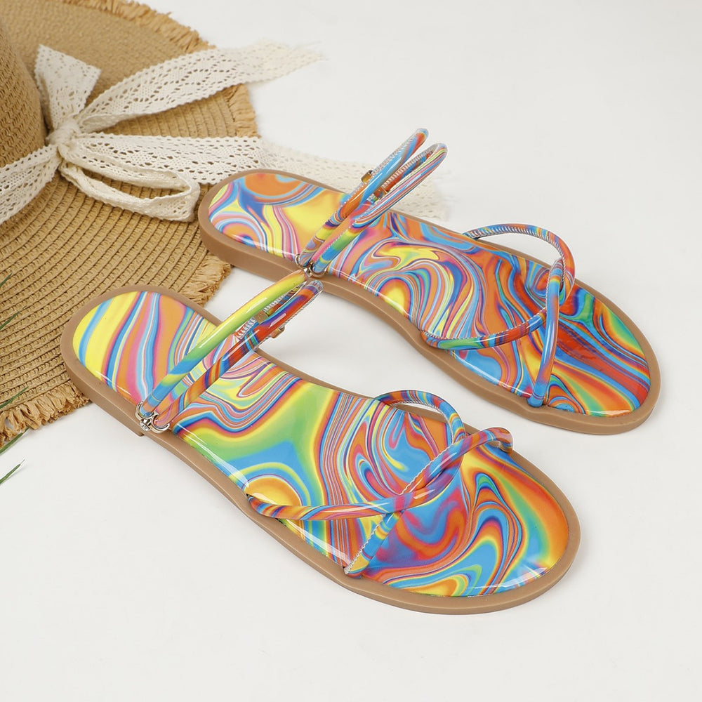 Women's slippers 2025 cross-border new arrivals: european and american style fashionable sandals, colorful open-toe flat slides for outdoor wear