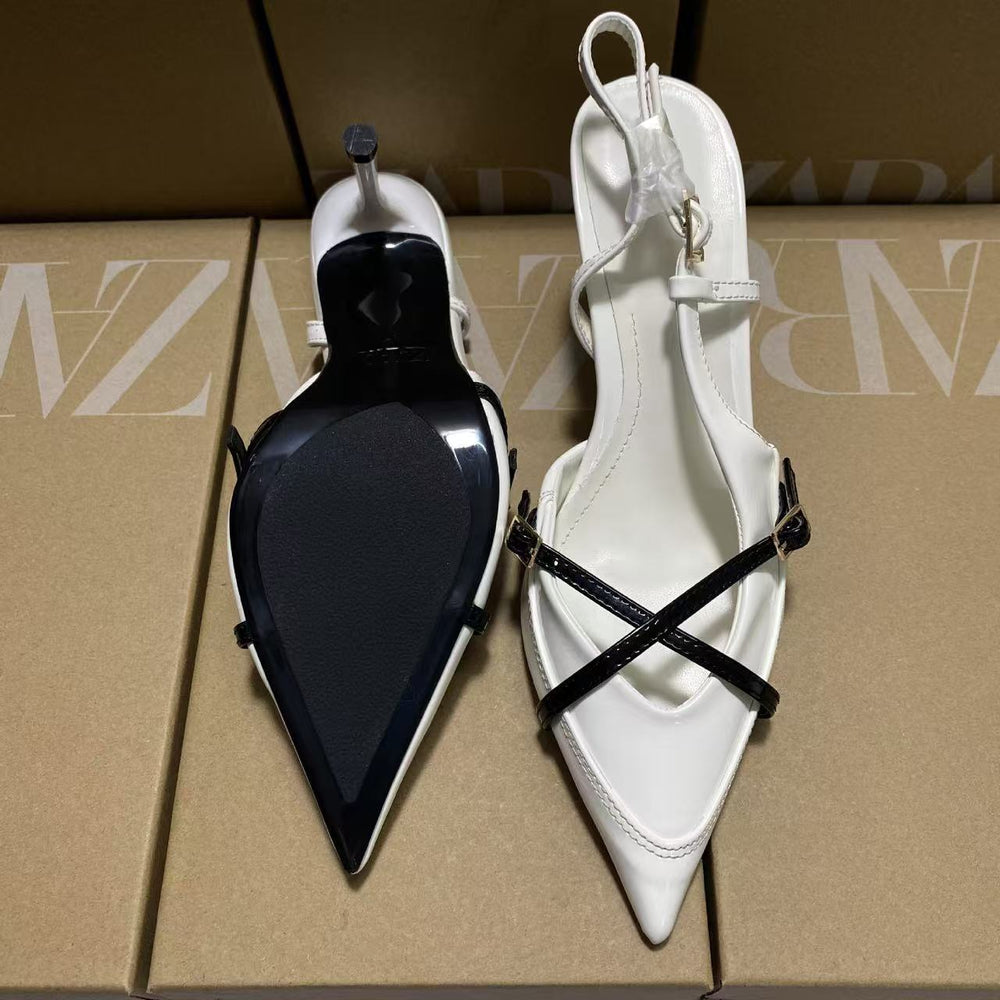 Za2025 spring/summer off-white pointed-toe mules with stiletto heel and closed toe – elegant sandals perfect for pairing with dresses