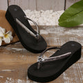 2025 new beach sandals & slippers - women's summer fashion, outdoor wear, thick-soled wedge flip-flops, heart-shaped thong sandals