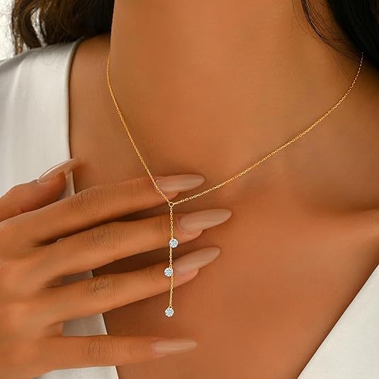 Amazon cross-border women's layered long necklace, copper y-chain, fashionable minimalist new arrival 2024
