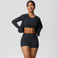 European and american style seamless fleece-lined yoga set - quick-dry, breathable activewear for outdoor leisure, running, and fitness (3-piece)