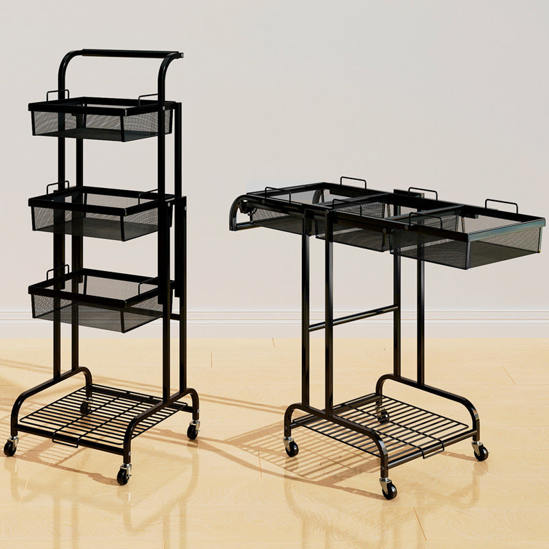 Parallel storage rack balcony movable trolley foldable floor-standing multi-layer snack succulent flower rack living room storage rack