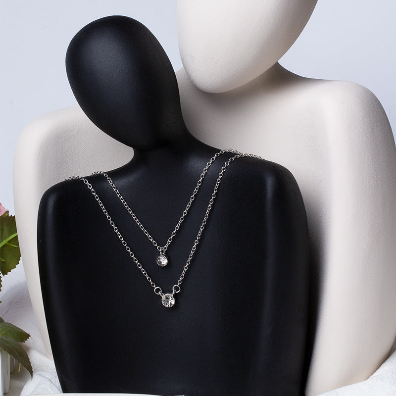 Stacked necklace wholesale european and american cross-border autumn and winter jewelry women's creative simple electroplated small round diamond circle sweater chain