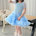 Lingfeng clothing girls' puff sleeve dress -  summer collection - stylish bowknot cake dress for children's day