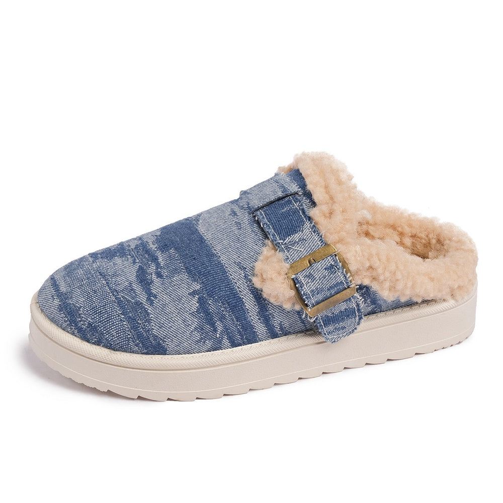 plus sizefleece-linedthickened fur slippers for women fall and winternew arrivalheattech one-leg thick-soled cotton camel shoes batch