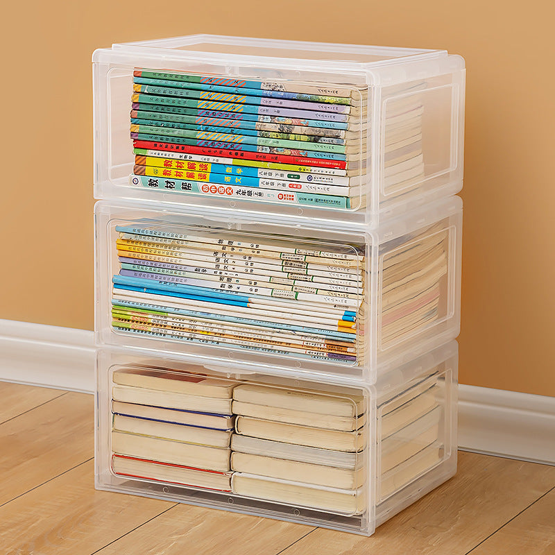 Flip book box Desktop foldable storage box Student books Book storage box Can be stacked with transparent storage box