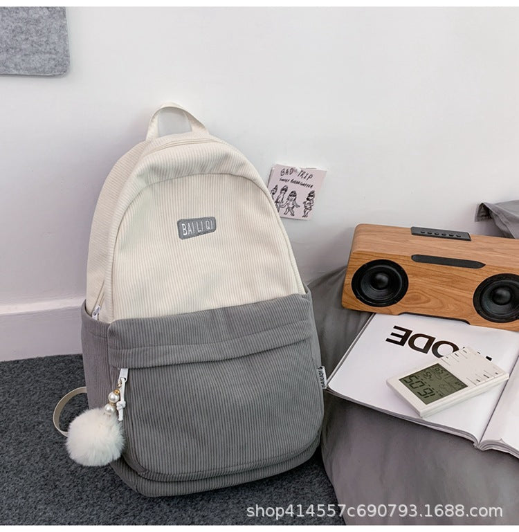 Backpack corduroy fabric is thick, soft and not easily deformed casual travel outing mommy bag girls backpack