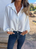 new autumn/winter versatile long-sleeve women's turn-down collar button-down shirt top
