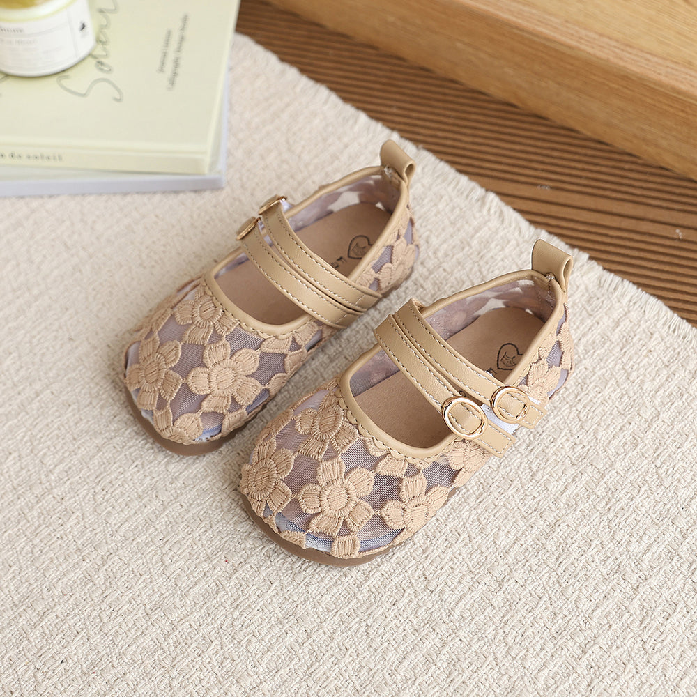 Breathable girls' mesh shoes, new kids' sandals, soft-soled toddler princess shoes, stylish girls' single shoes, sandals for toddlers and young children