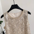 Korean style commute chic: heavily beaded sequin vest - women's v-neck single-breasted light luxury design vest, elegant top