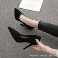 High heels for women 2024 spring and autumn new arrival black stiletto pointed toe flats suede professional shoes exportplus size etiquette shoes