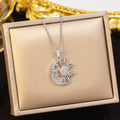 European and american new arrival ethnic style micro-embedded zircon titanium steel sun necklace for women, non-fading accessible luxuryniche style clavicle chain jewelry