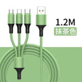 Liquid silicone 3-in-1 charging cable, 3a fast charge, usb cable for apple, huawei, and android devices