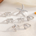 Wholesale ring sets: cross-border ocean-inspired jewelry - starfish, seashell, knuckle rings, irregular ins-style stackable rings