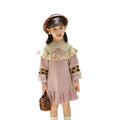 Girls' knit sweater dress - new autumn/winter  collection - kids' long knit dress with pom-poms - baby girl's new year's long dress