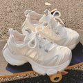 2026 spring new thick-soled height-increasing chunky sneakers for women, versatile casual athletic shoes, breathable mesh bestselling white sneakers