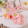 Kids clothing exclusively for i  fashion children's clothing new arrival kids pink suspender tops+shorts