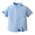 Source factory children's clothing kids candy color shirt personalized boys shirt medium large children stand collar boys shirtlong sleeves
