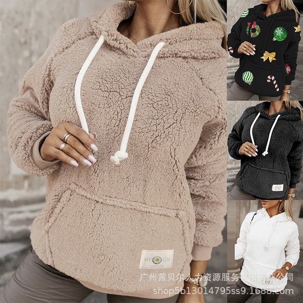 New Women's Cross-border Foreign Trade Hooded Lamb Wool Sweater-LZS8030 Series