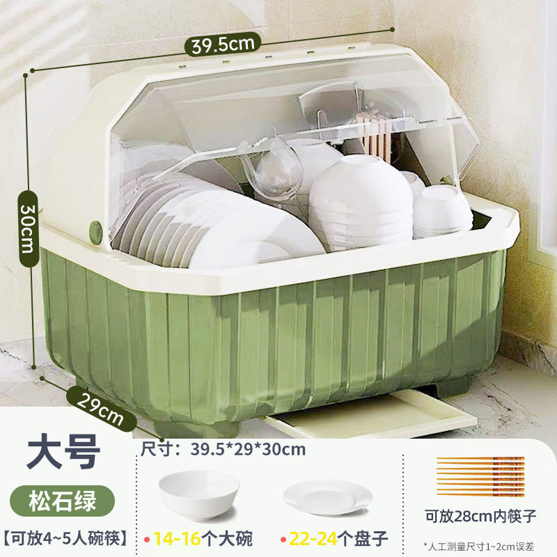 Golden Cat Kitchen Drain Cupboard with Lid Bowl Box Dishes Plates Chopsticks Cutlery Household Shelves Storage Box