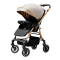 Upgraded four-wheel universal baby stroller - convertible reclining infant carriage with one-click fold