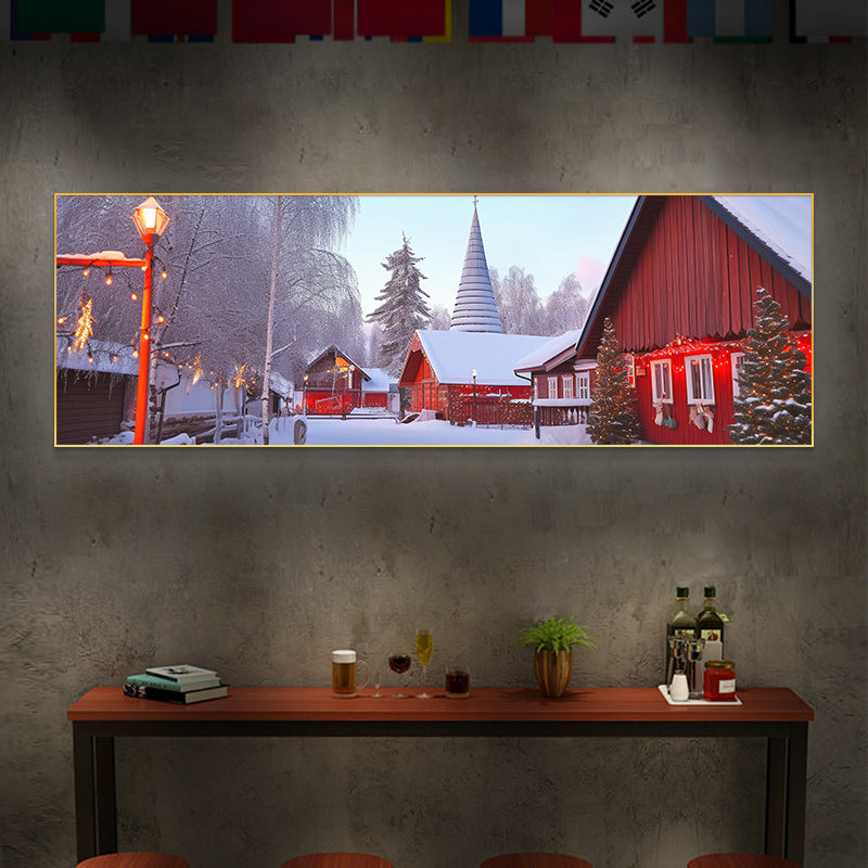 Farmyard Northeast Snow Scene Decorative Painting Rural Folk Scenery Wall Painting Iron Pot Stew Restaurant Light Box Hotel Hanging Painting