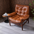Medieval style single slot chair designer solid wood house retro living room balcony casual tea drinking host sofa chair