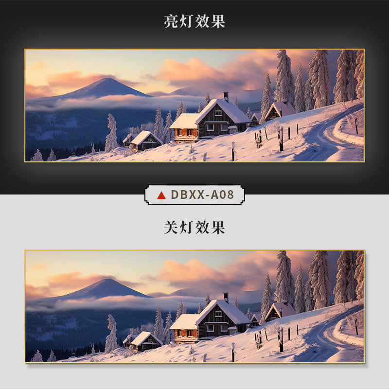 Farmyard Northeast Snow Scene Decorative Painting Rural Folk Scenery Wall Painting Iron Pot Stew Restaurant Light Box Hotel Hanging Painting