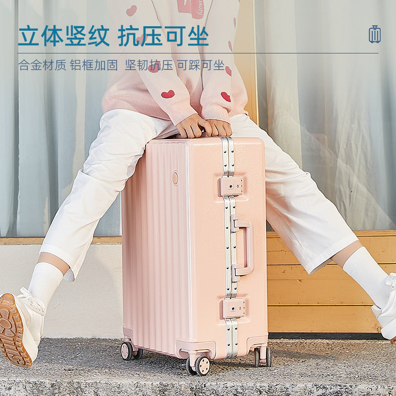 Customized aluminum frame trolley case 20 inch universal wheel suitcase Internet celebrity ins suitcase Female student password box