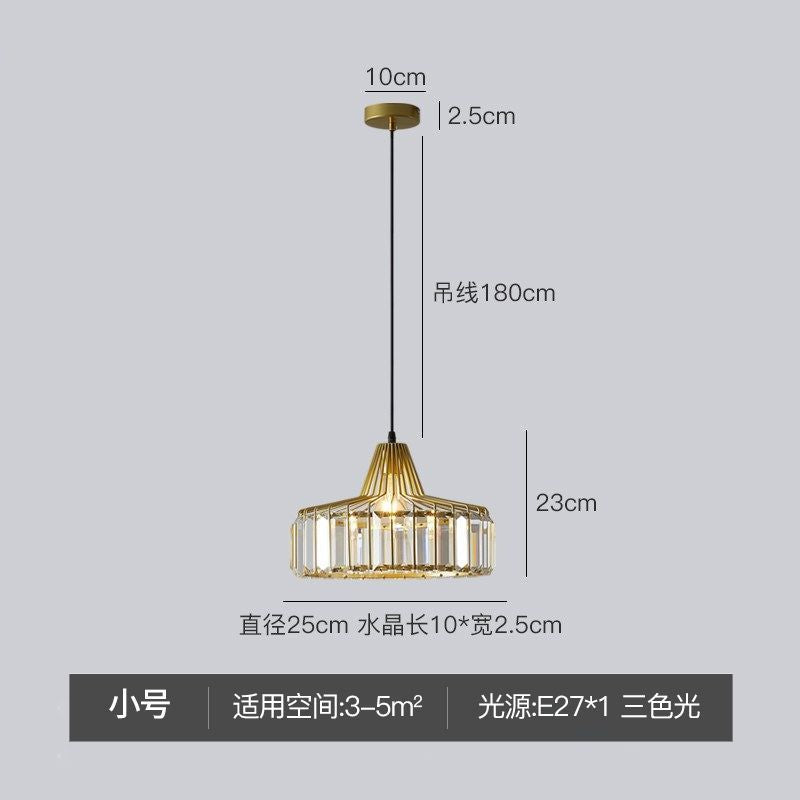 Modern minimalist bedroom bedside pendant light, simple bar counter entryway lighting, single-head suspension crystal chandelier