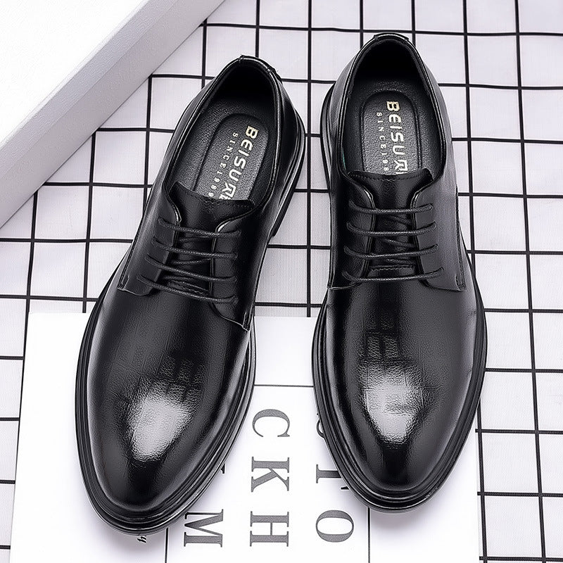 Men's leather dress shoes - spring business casual, british style, soft leather, comfortable sole, groom's wedding suit shoes
