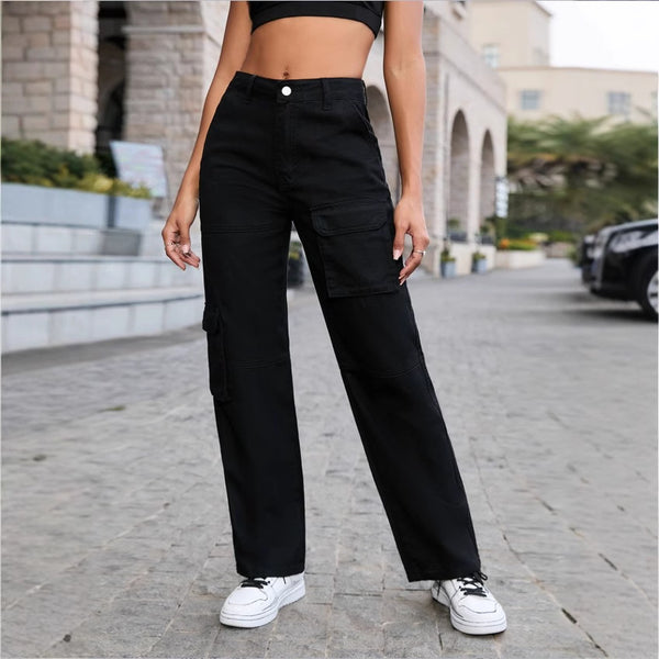 TC70019 #2025 American trendy personalized washed pocket jeans casual pants loose straight lazy pants