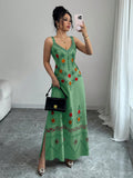 Amazon fashion cross-border women's retro sweet new slit dress