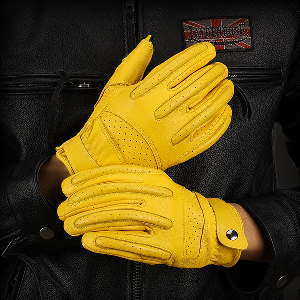 Spot 2025 Korean hot-selling sheepskin motorcycle gloves non-slip and wear-resistant outdoor off-road vehicle racing full-finger gloves