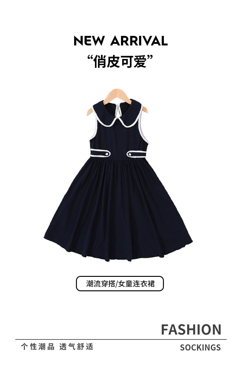 Summer kids' dress -  cross-border doll collar a-line dress - simple & stylish girls' vest dress