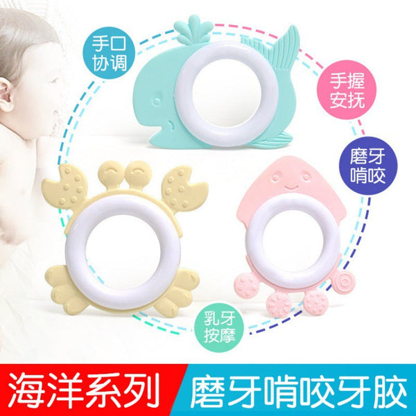 Cross-border export baby toys can be boiled and teething, babies 0-1 years old newborns grasp rattles and bed bells