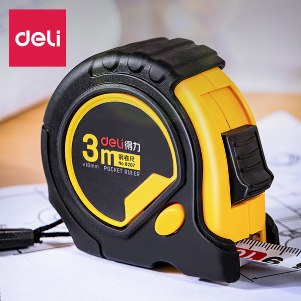 Office stationery Deli 8207 all-inclusive rubber steel tape measure 3m steel tape measure measuring tool meter measure wholesale