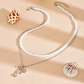 French style stacked pearl necklace wholesale european and american cross-border retro necklace accessible luxury high-end bow clavicle chain for women