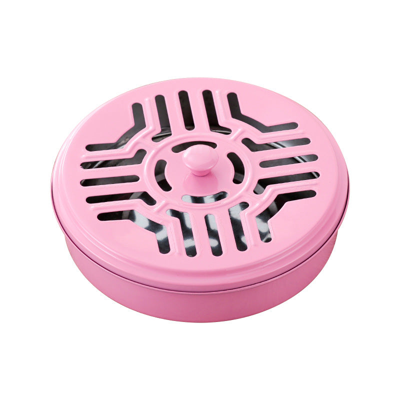 Mosquito coil box, tray shelf, stainless steel household with lid, gray plate, fireproof and anti-scalding creative incense burner, outdoor mosquito coil plate.