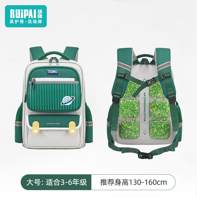 Rui brand primary school schoolbag for girls, grades 1, 2, 3 to 6, spine care to reduce the burden on children, large-capacity airbag schoolbag for men