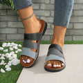 European and american export plus size patchwork flat slippers women's cross-border round toe woven one-strap outdoor beach sandals