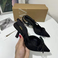 Za southeast asia 2024 new high heels black shiny bowknot slingback stiletto pointed toe pumps women's shoes