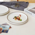 Stylish brown edge ceramic tableware western food steak rimmed round plate restaurant hotel for home high-looking ceramic plate