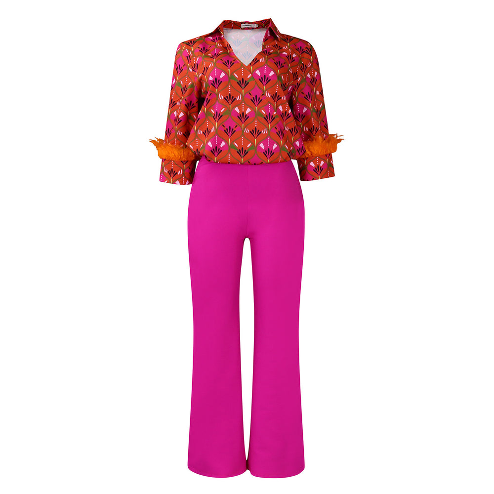 D541 european and american clothing independent station  printing long sleevesshirteleganteleganceloose pantsfashion african suit