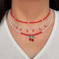 European and american cross-border cherry necklace set - multi-layered design, summer fresh style, rice bead chain accessories, women's necklace