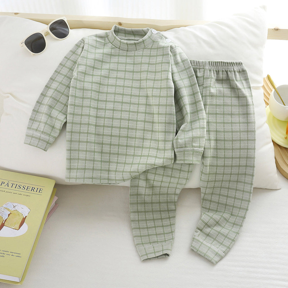 Kids german velvet home clothes suit boys and girls fall and winterheattechintimateschildren's bottom pajamas autumn clothes and long trousers