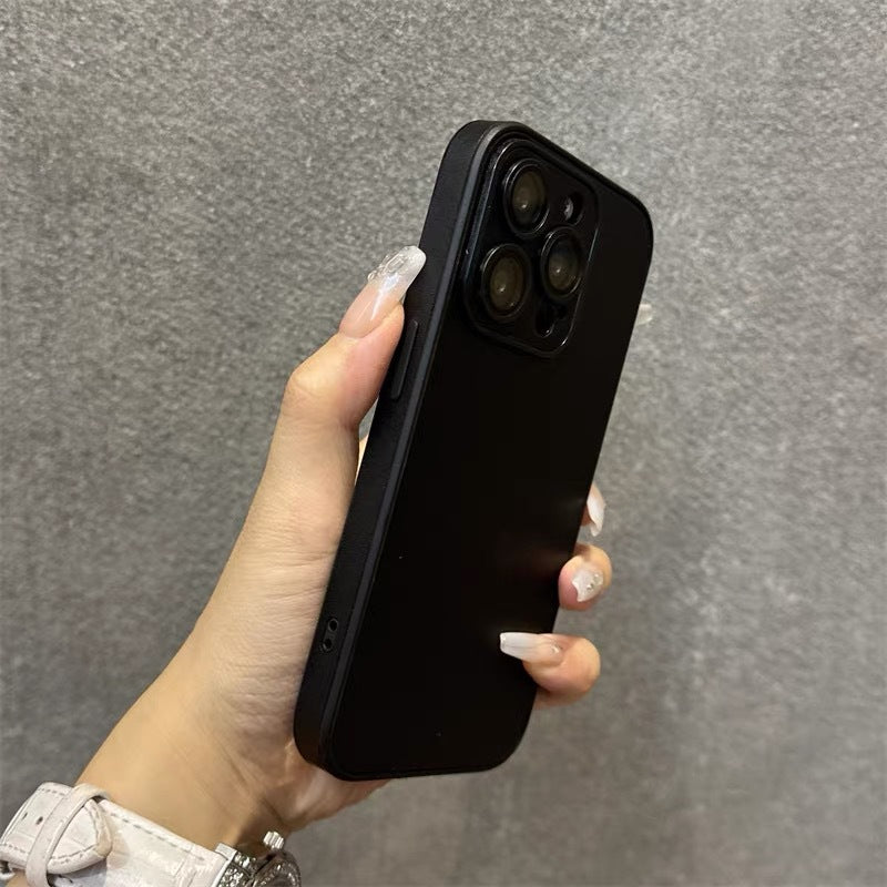 applicable iphone 17 pro max minimalist vegan leather phone case, iphone 16 full-coverage lens film, anti-drop hard case