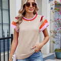 European and american cross-border e-commerce women's summer new arrivals:   pullover crew neck knitted top short sleeve sweater