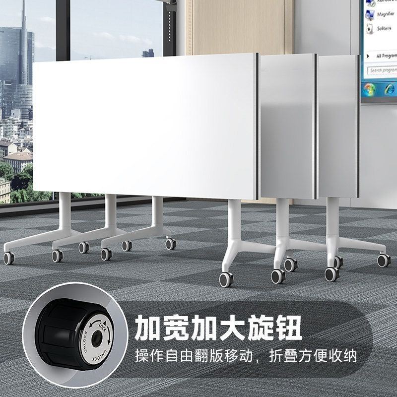 Foldable conference table, portable modular table with wheels, long table, educational institution desk and chair set, training table, office desk