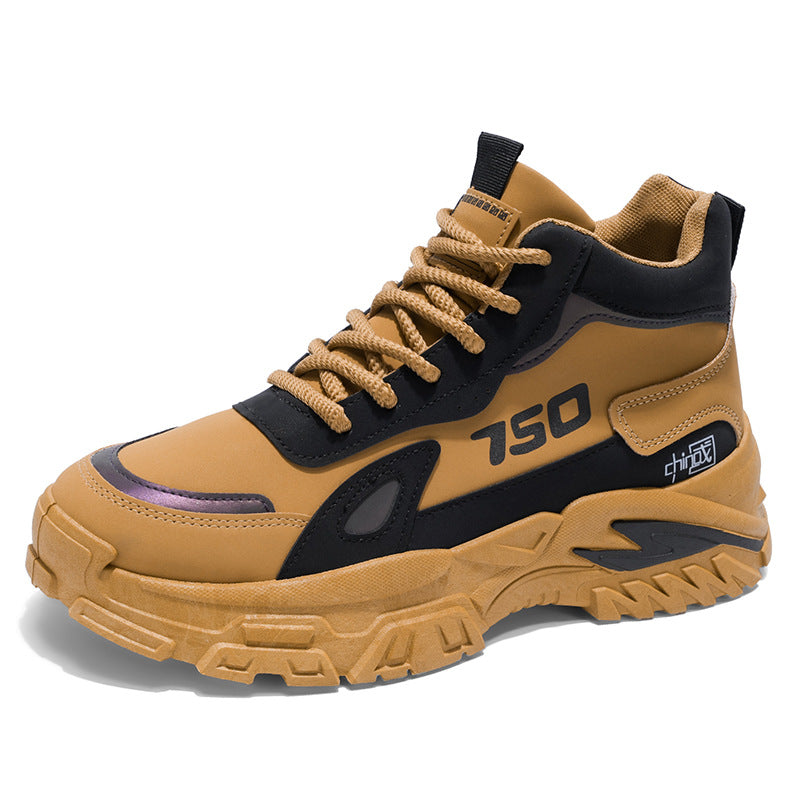 Men's fall new high-top casual sports height-increasing anti-slip men's martin boots hiking thick-soled wear-resistant work shoes